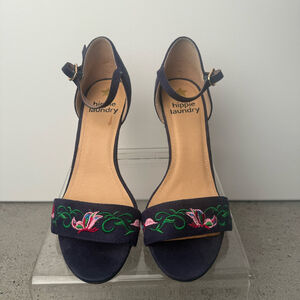 Hippie Laundry Navy embroidered floral sz 8